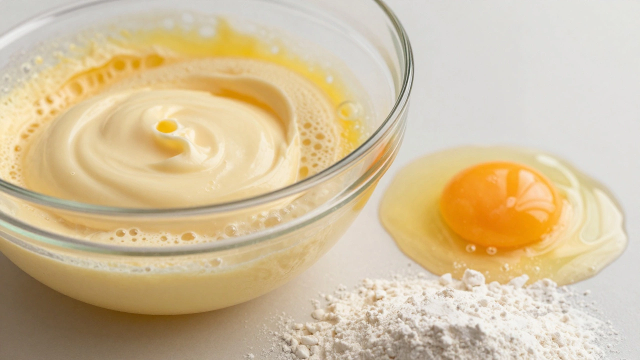 Creamed butter, egg yolk, and flour for cookies