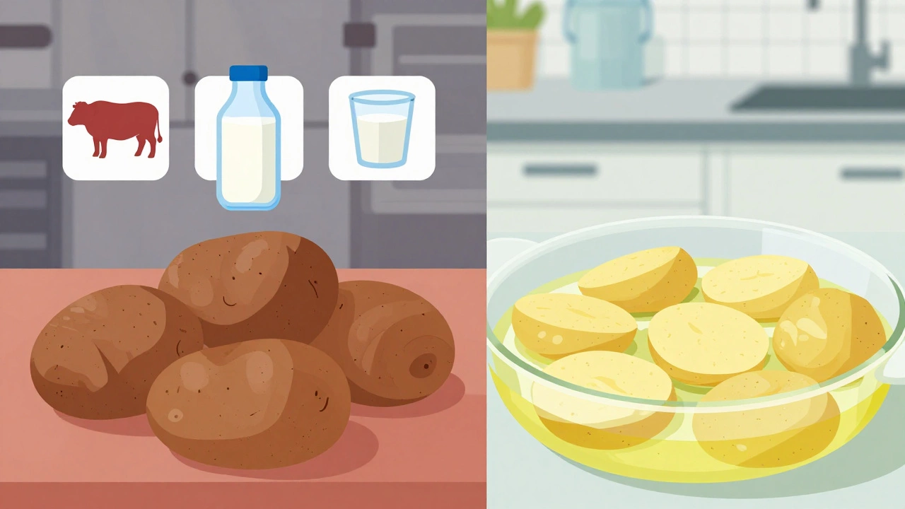 Illustration comparing beef-flavored vs vegetable-oil fried potatoes