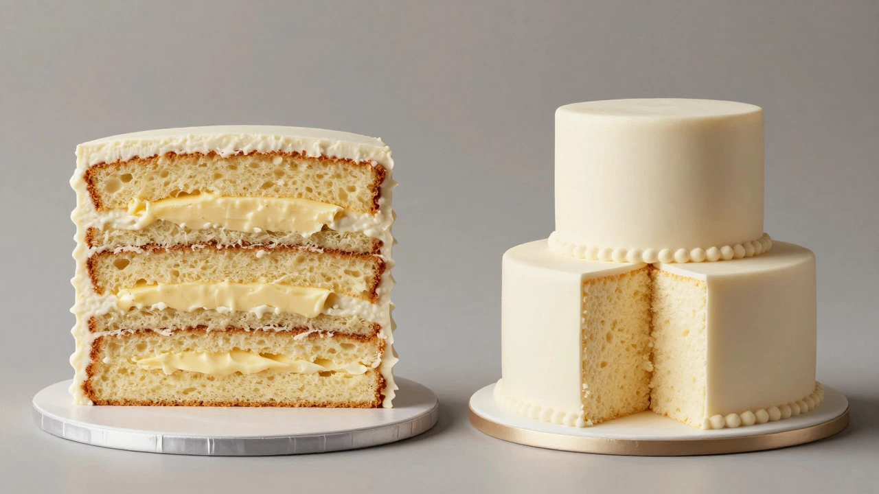 Cross-section showing edible cake layers versus foam dummy tiers