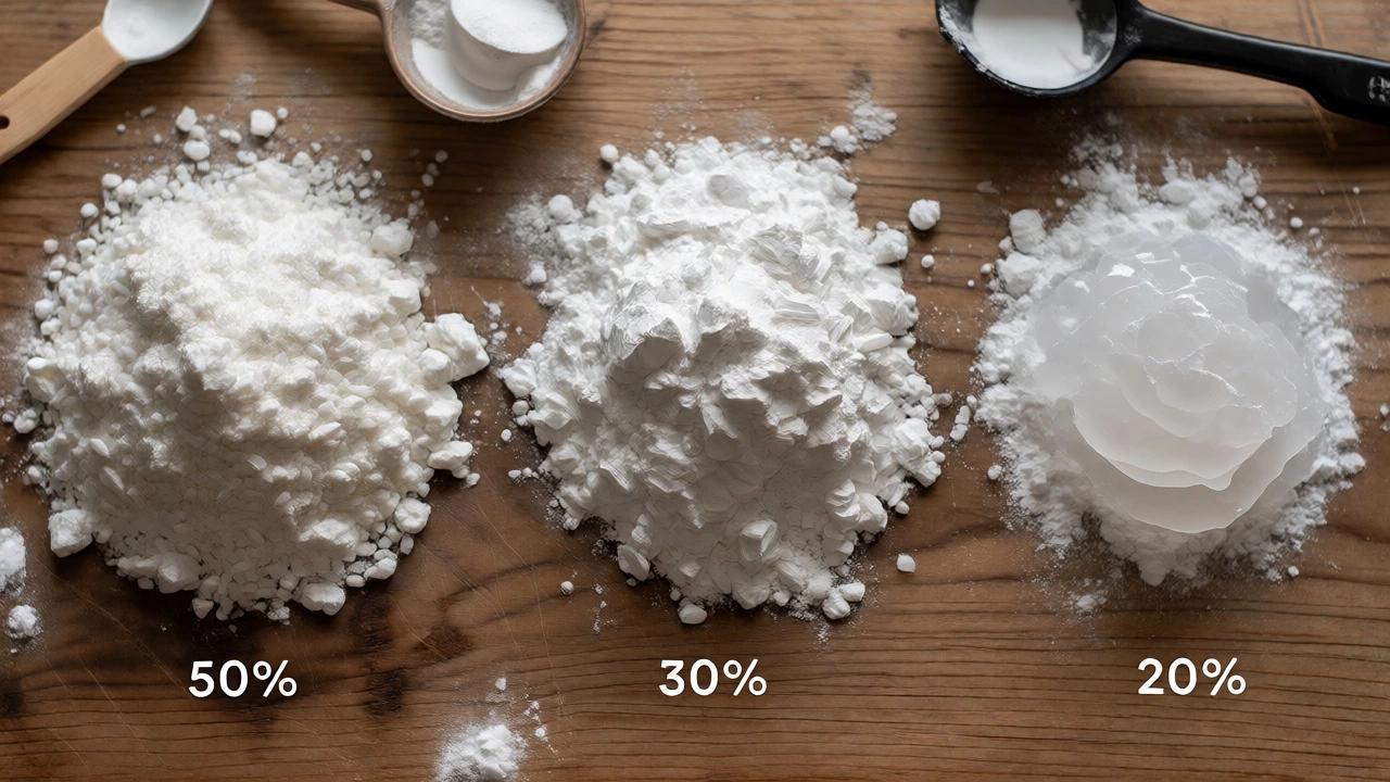 Rice flour, potato starch, and tapioca starch piles