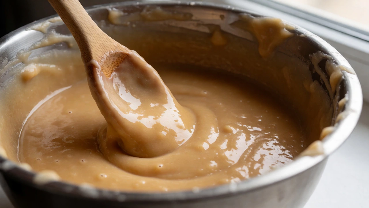 Vigorously beating fudge to change texture
