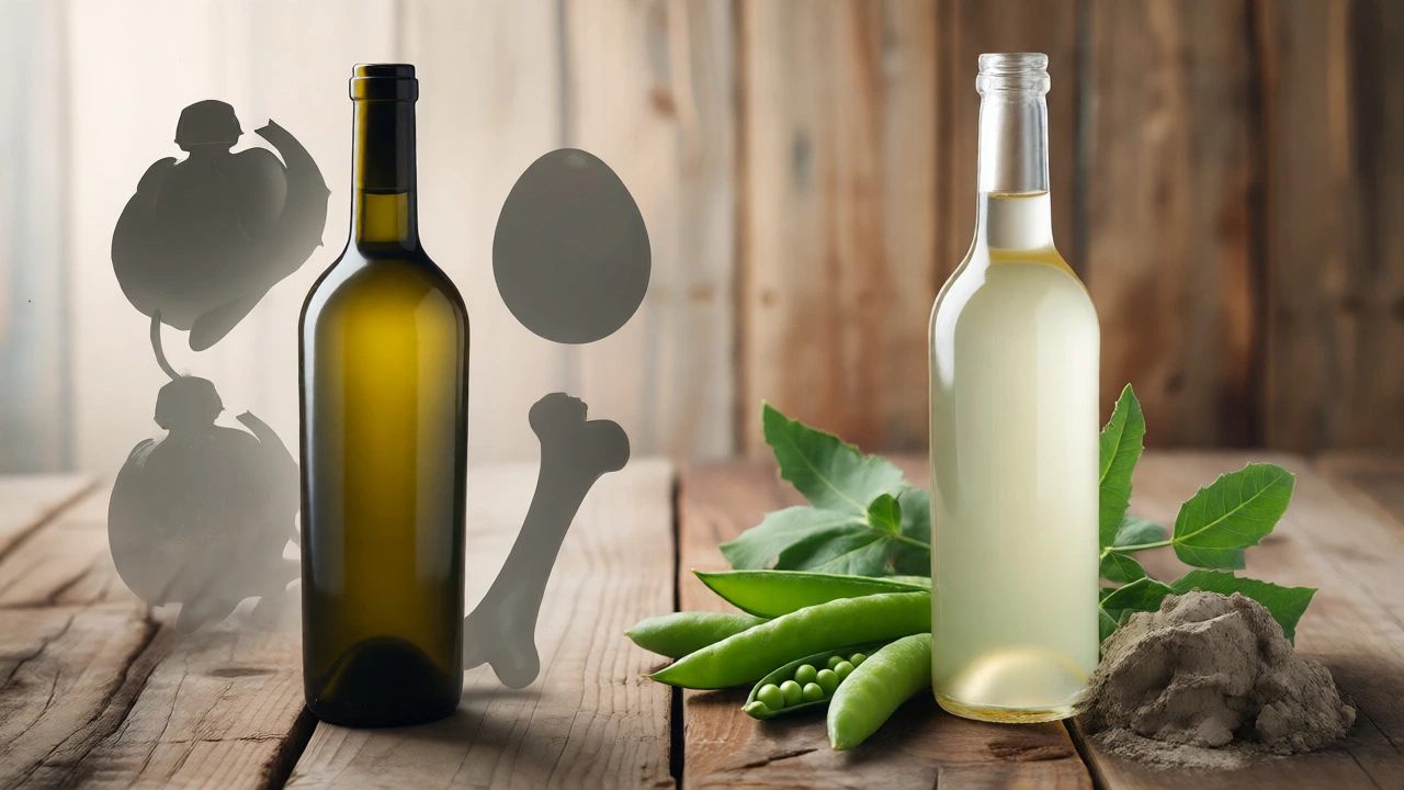 Comparison of traditional wine with hidden animal products vs vegan natural wine